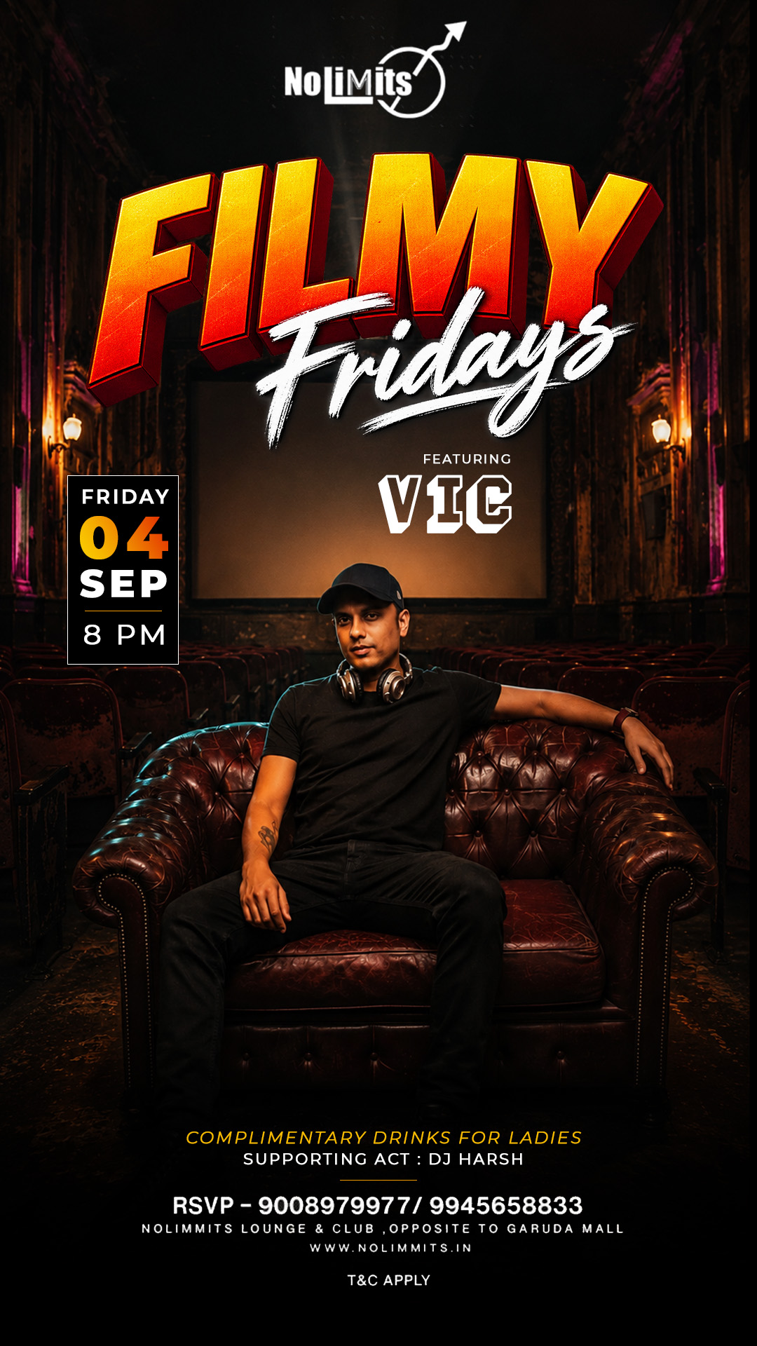 Event flyer — Filmy Fridays at No Limmits Lounge & Club